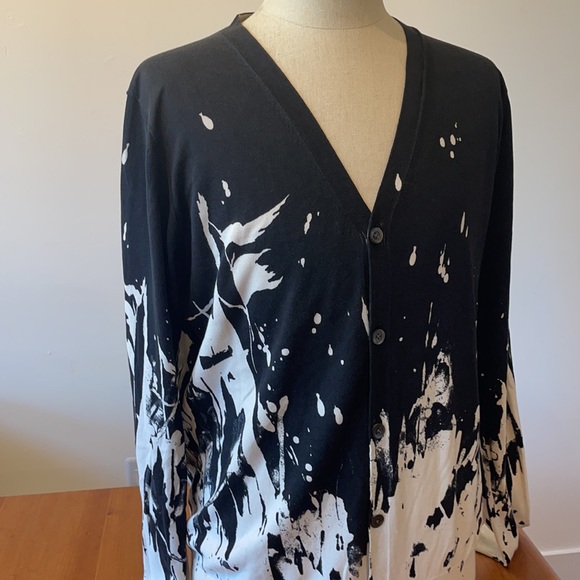 Alexander McQueen McQ  splash black and white sweater Large - Picture 11 of 12